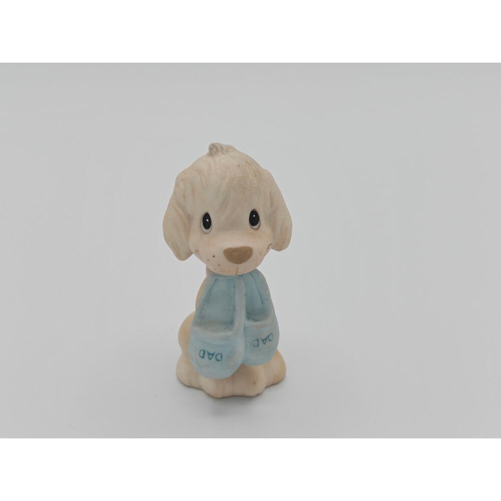 Precious Moments Puppy With Dad's Slippers E-9267 Porcelain Figure 1982 No Box